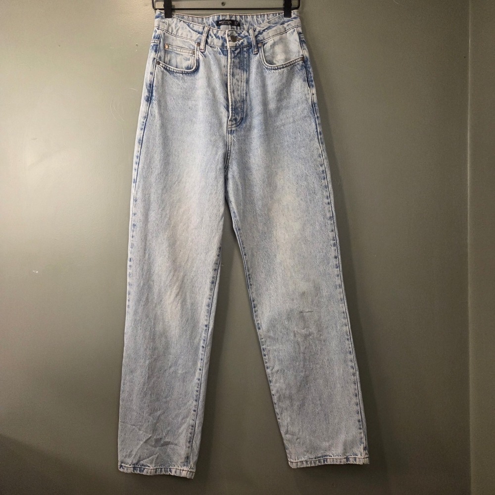 Nasty Gal Women's Super High Rise Acid Wash Mom Jeans Straight Leg Size 6